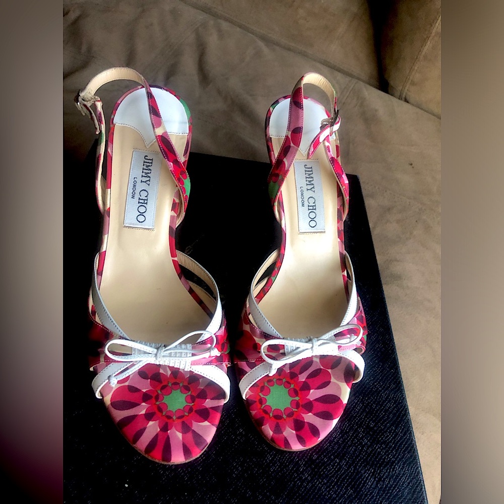 Adorable $795 Jimmy Choo Multicolor Slingback Heels ~ 38